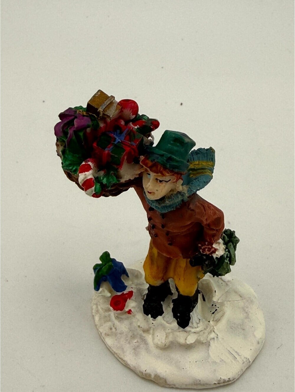 Lemax Caddington Village Boy with Presents Basket Figurine Table Accent